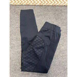 FitsT4 Sports Youth M Full Seat Silicone Grip Riding Tights Black Breeches